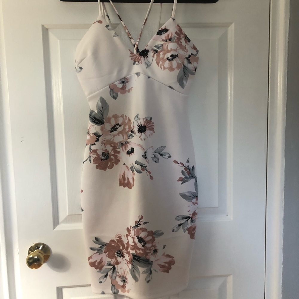 White dress with flowers! Beautiful